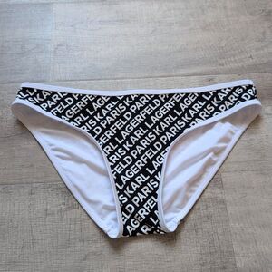 Karl Lagerfeld Paris Womens XL Hipster Spell-Out All Over Logo Swim Suit Bottom